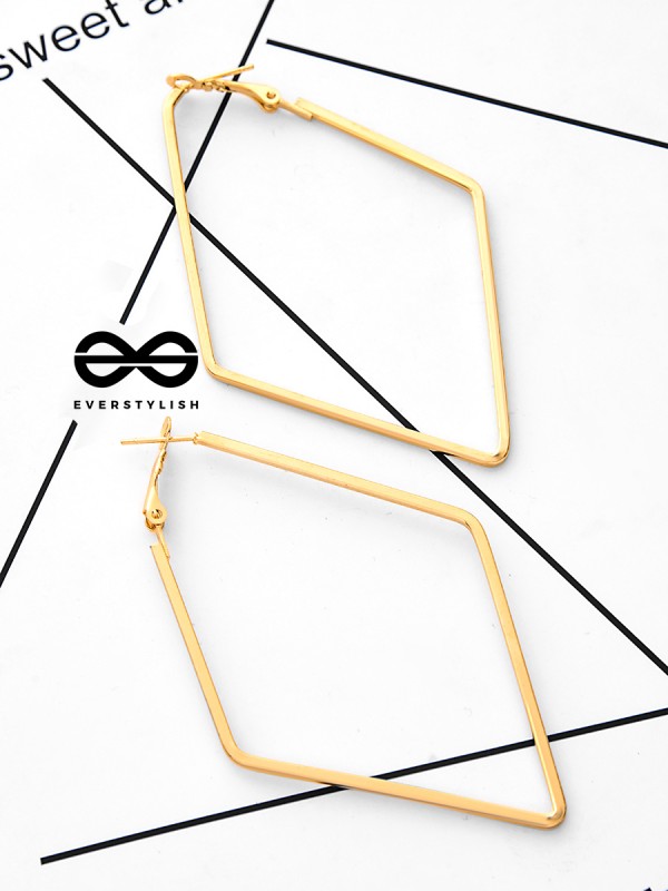The Scintillating Slanting Hoops (Golden) - Casual Daily-Wear Earrings