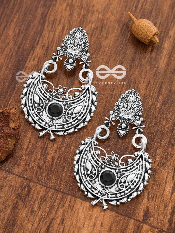 The Godly Artwork Danglers (Onyx Black) - Embellished Oxidised Collection