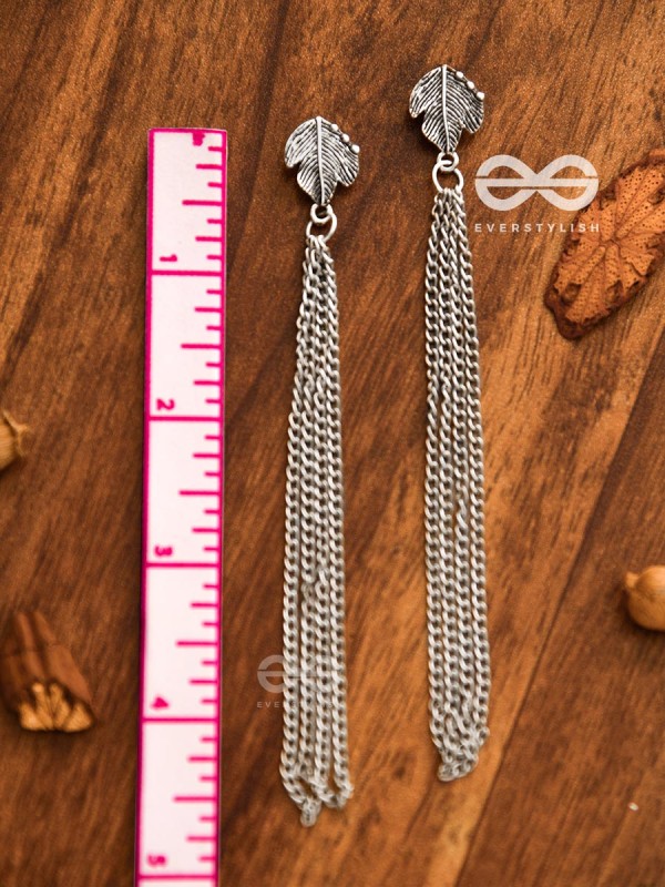 The Winter Leaf - Chain-Tasseled Boho Earrings