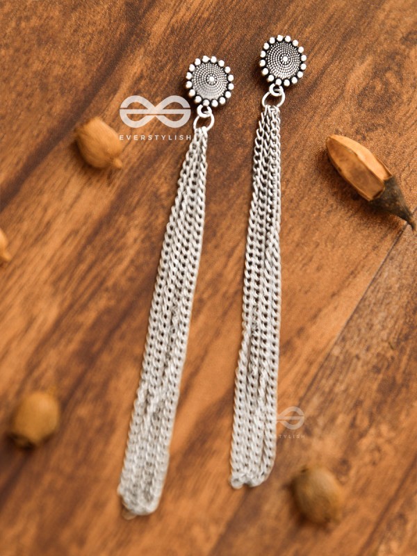 The Intricate Circles - Chain-Tasseled Boho Earrings