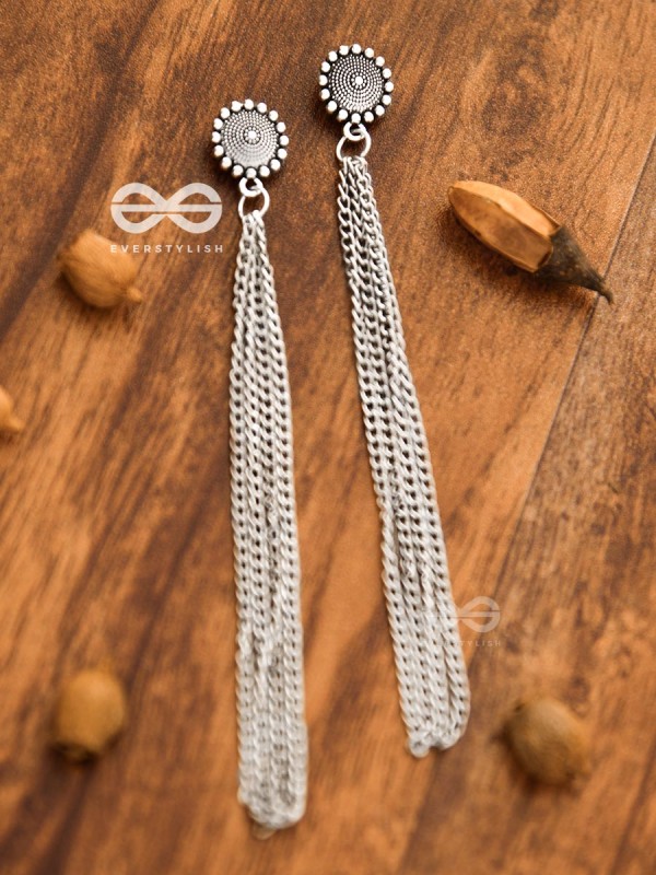 The Intricate Circles - Chain-Tasseled Boho Earrings