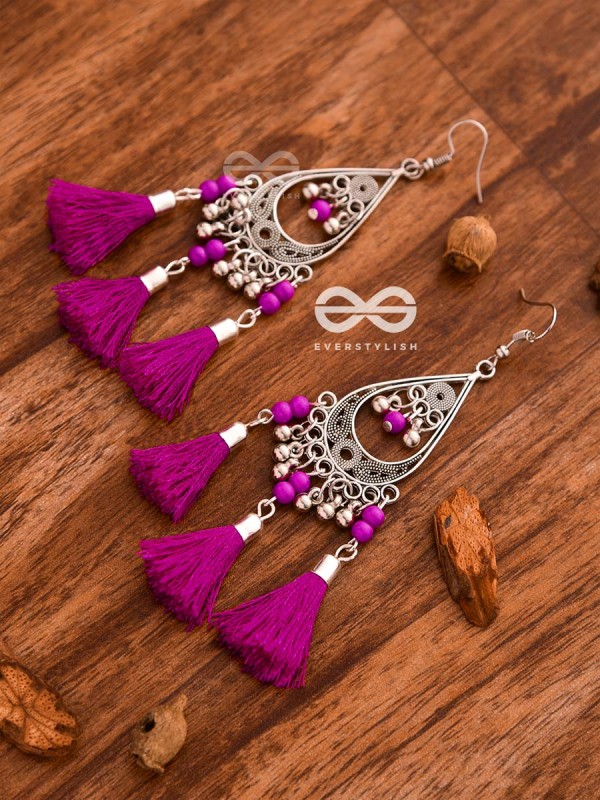 The ColourSplash Playthings - Oxidised Tassled Danglers (Fuschia)