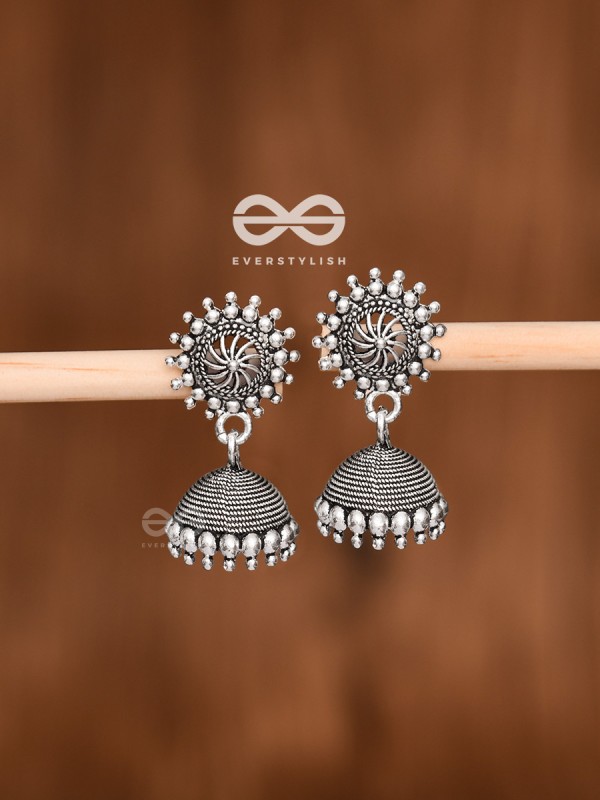 The Little Chakra Jhumkis - Oxidised Boho Earrings