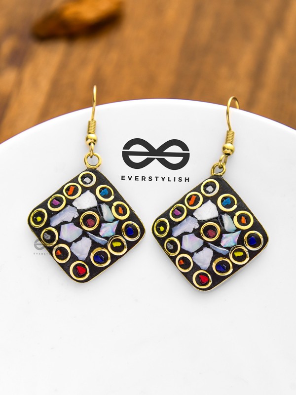 A Handcrafted Beauty - Golden Tribal Style Earrings