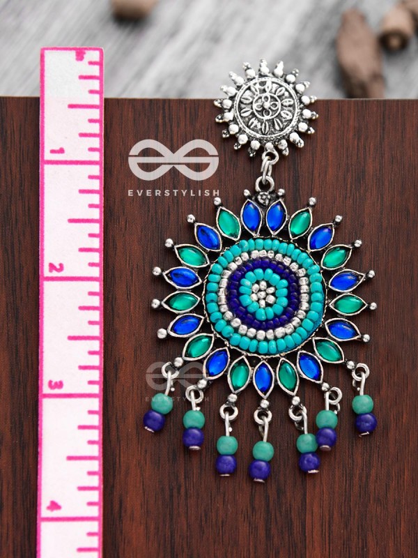 The Delightful Dreamy Danglers (Teal-Blue)- The Embellished Oxidised Collection
