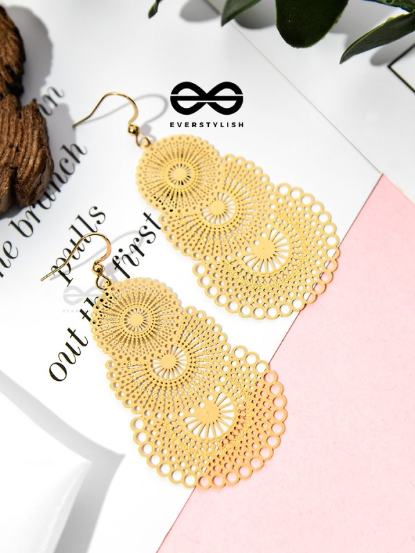 The Circular Illusion - Golden Statement Danglers
