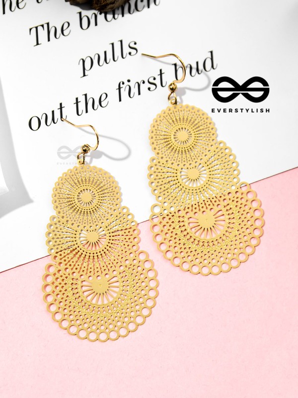 The Circular Illusion - Golden Statement Danglers
