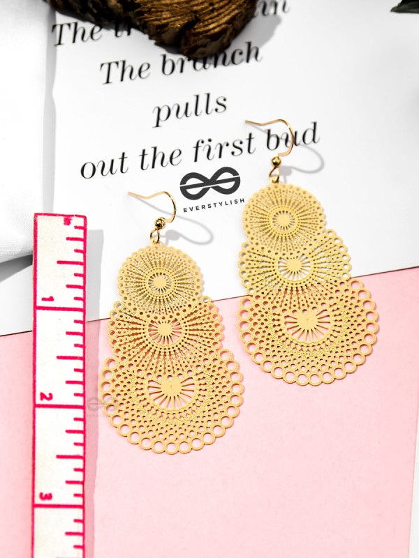 The Circular Illusion - Golden Statement Danglers