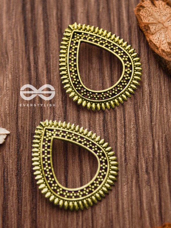 The Little Bohemian Drops (Golden) - Oxidised Boho Earrings