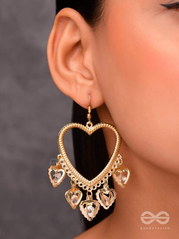 I'm all Heart - Studded Golden Danglers