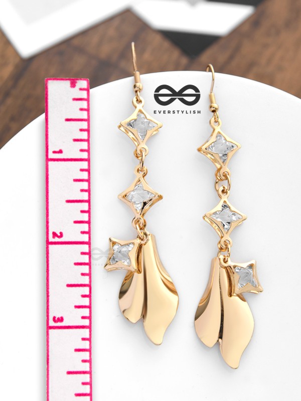 The Geometric Shimmery Danglers - The Golden Charm Collection