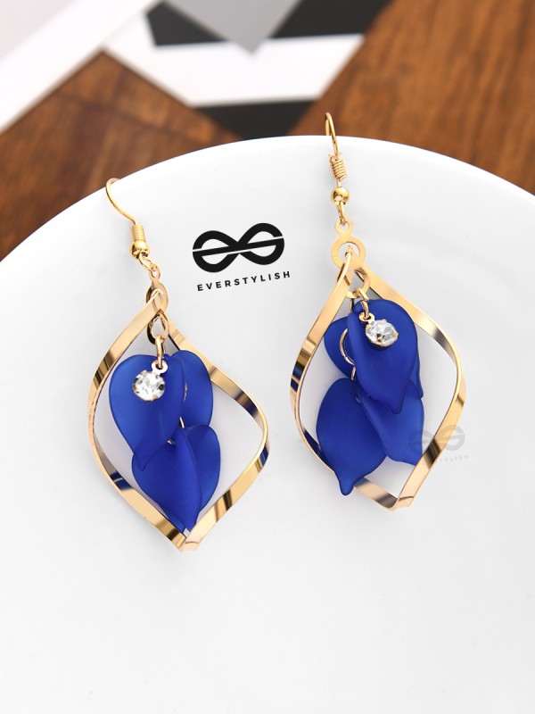 A Twisty Tale - Golden Casual Danglers (Royal Blue)