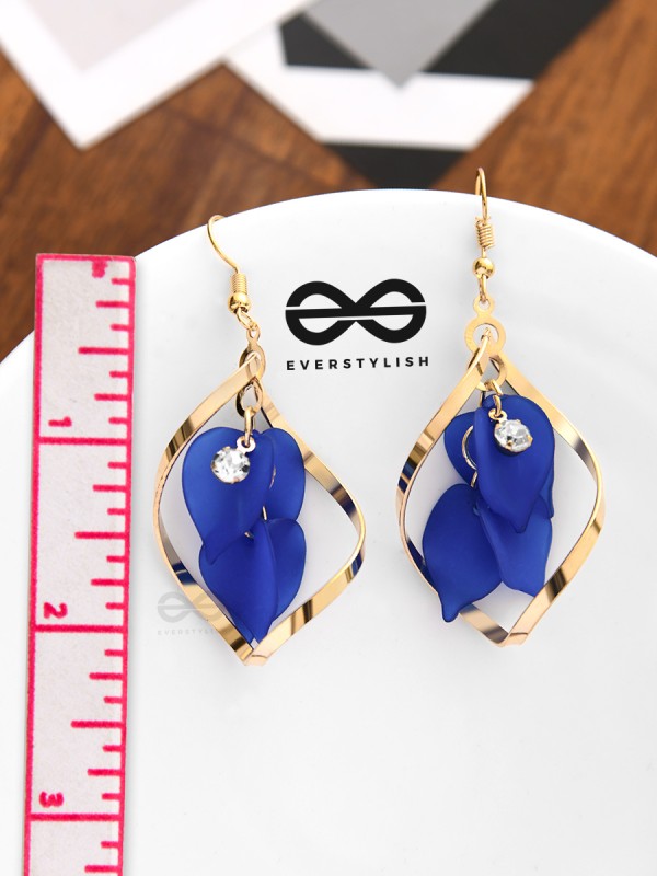 A Twisty Tale - Golden Casual Danglers (Royal Blue)