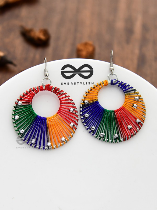 A Handwoven Delight - Multicoloured Handicraft Earrings