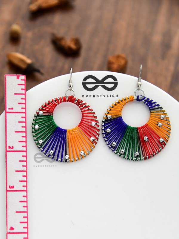 A Handwoven Delight - Multicoloured Handicraft Earrings