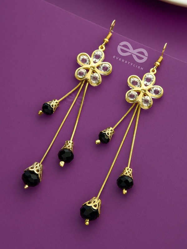 The floral augmented charm- Golden dangler earrings