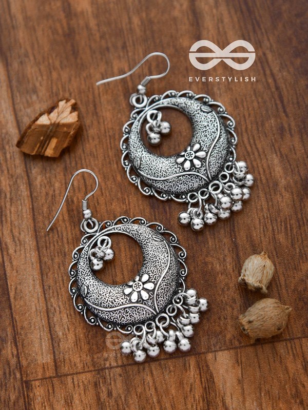 The Intricate Mesh Chandbalis- Oxidised Boho Earrings