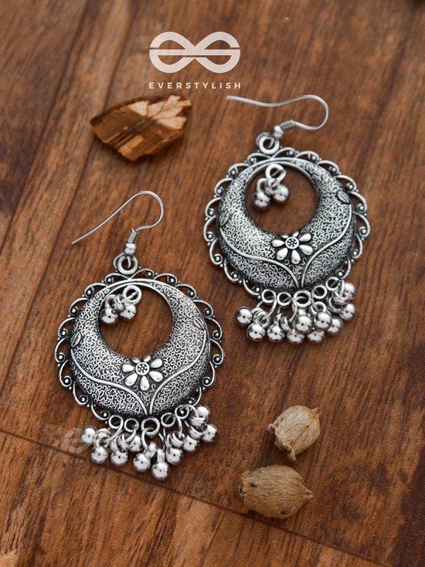 The Intricate Mesh Chandbalis- Oxidised Boho Earrings