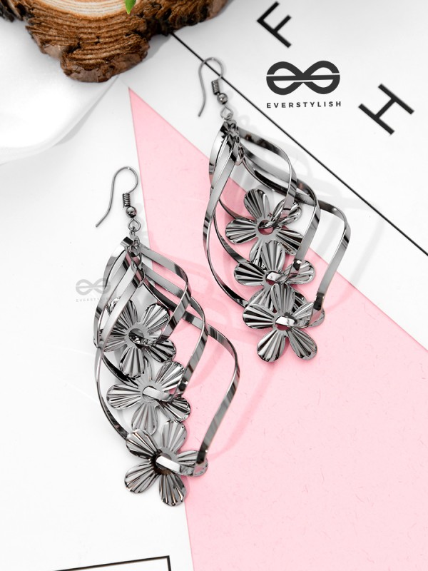 The Dark Intertwined Florals - Casual Daily-wear Danglers
