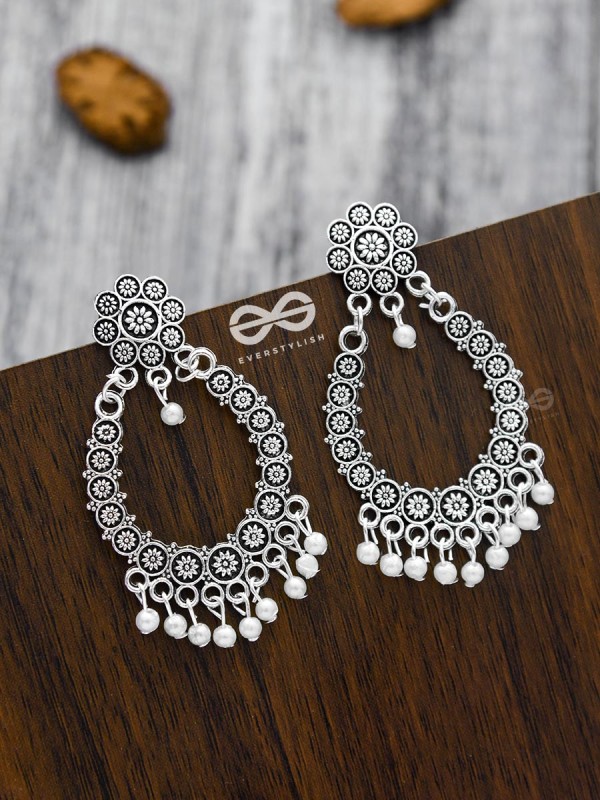 A Floral Intricacy - Oxidised Boho Earrings