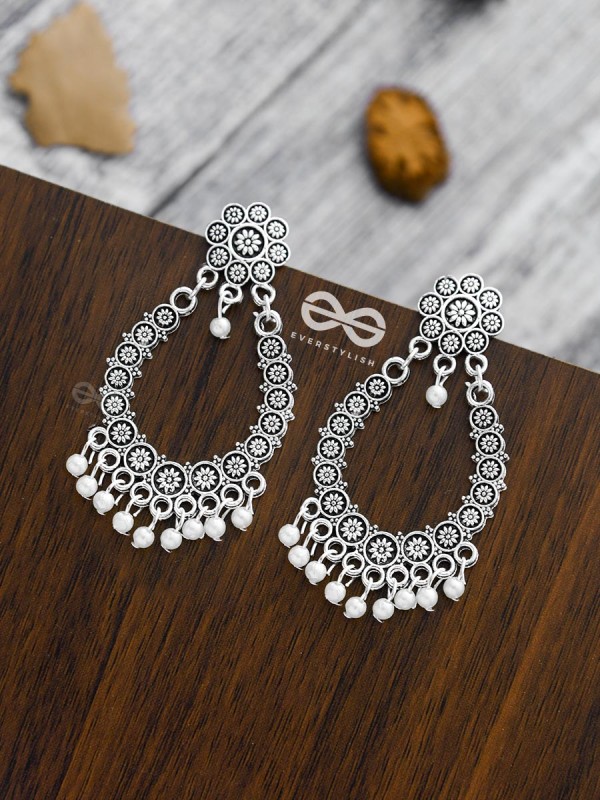 A Floral Intricacy - Oxidised Boho Earrings