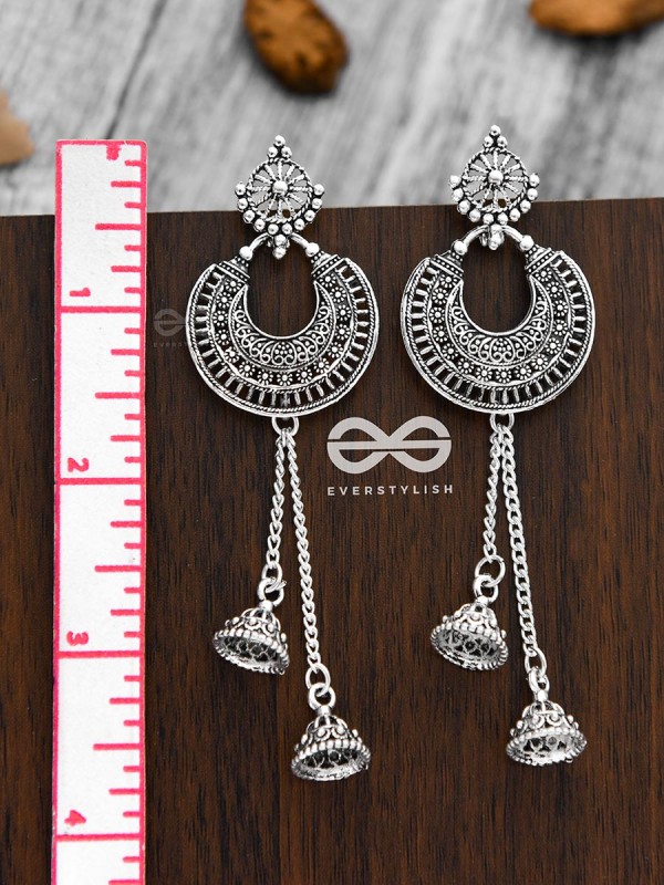 The Double Dangling Motif Moon Jhumkis