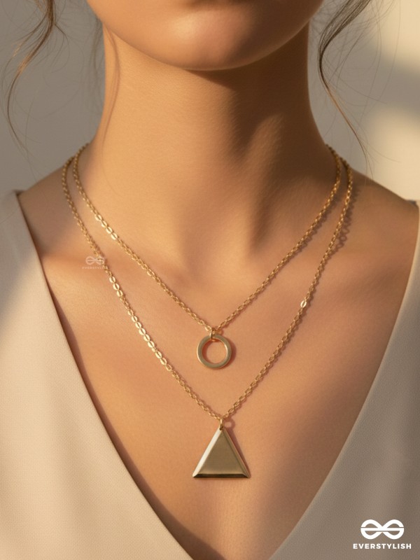 A Geometric Statement - Golden Layered Neckpiece With Anti-Tarnish Coating