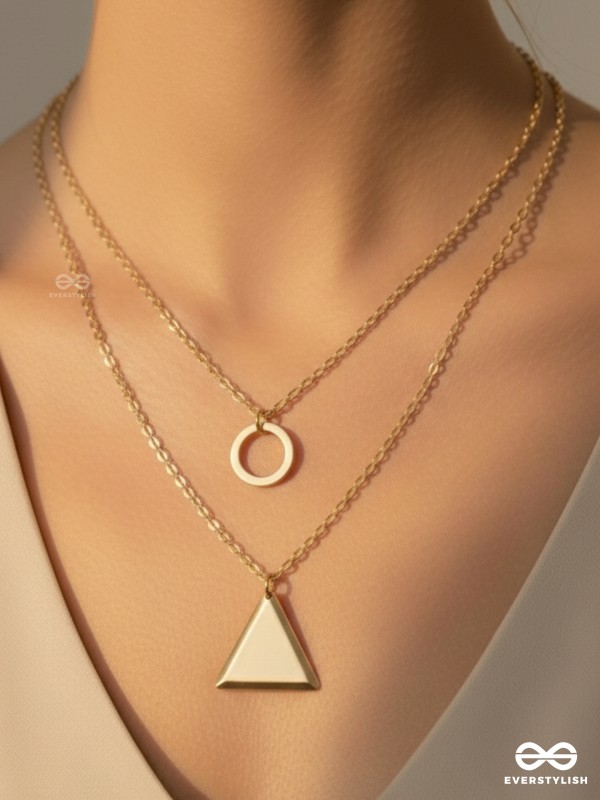 A Geometric Statement - Golden Layered Neckpiece With Anti-Tarnish Coating