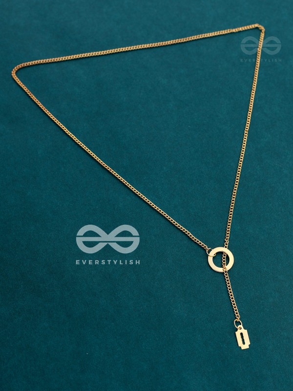 With A Halo And A Razor - Golden Statement Loop Neckpiece With Anti-Tarnish Coating