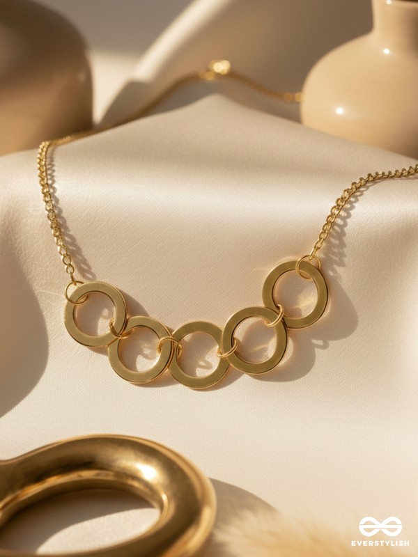 The Elegant Luxury - Golden Statement Neckpiece With Anti-Tarnish Coating 