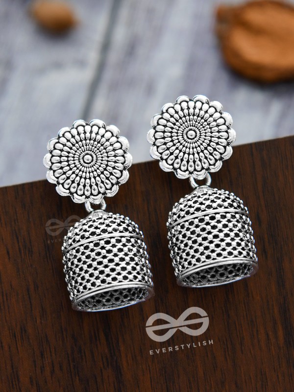 The untold mystery-  Oxidised boho cylindrical Jhumki