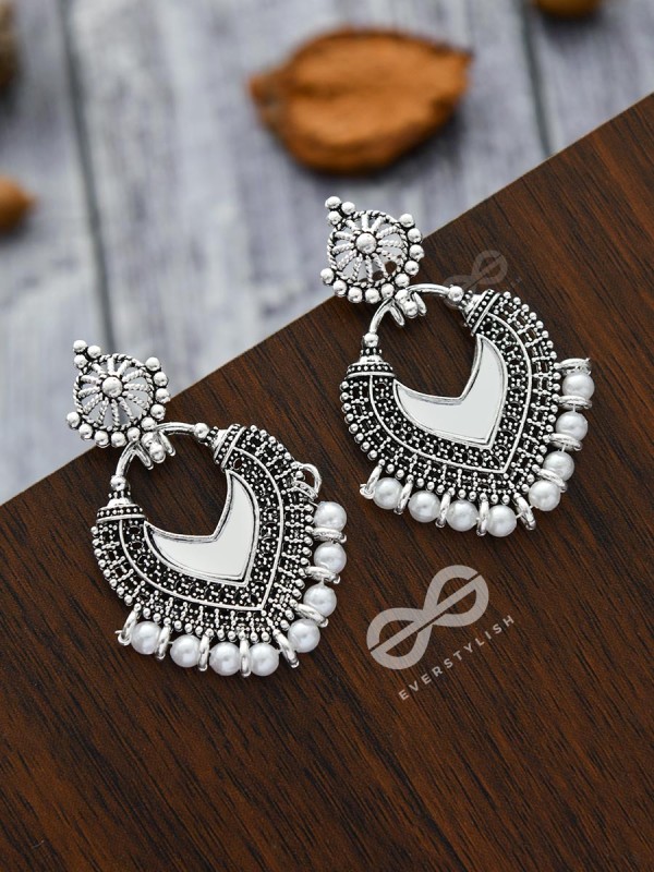 The Bohemian  Mirror Arwork - Statement Oxidised Earrings