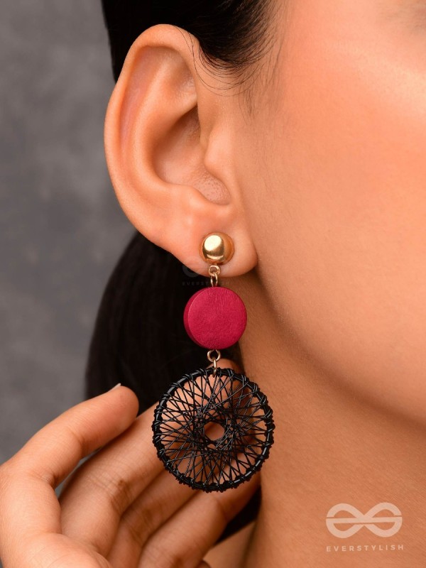 The Chic Woven Chakras (Black) - Statement Dangler Earrings