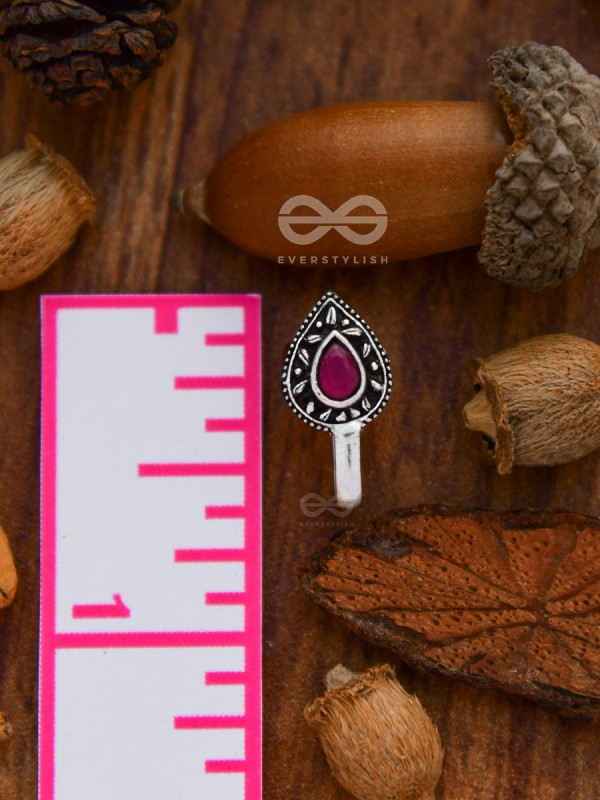 The Intricate Droplets - Embellished Non-pierced Nosepin (Ruby Red)