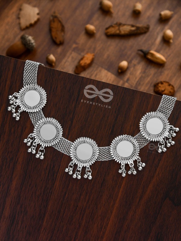The Solar Shimmer - Set of Choker and Earrings - Oxidised Boho Collection