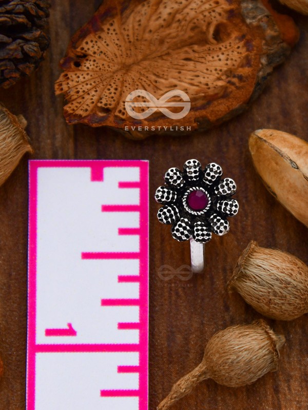 The Floral Fantasy - Embellished Non-pierced Nosepin (Ruby Red)