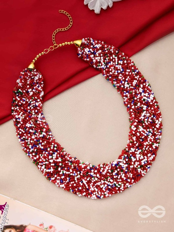 The Beauteous Braided Criss-Cross Beaded Necklace (Multicoloured)