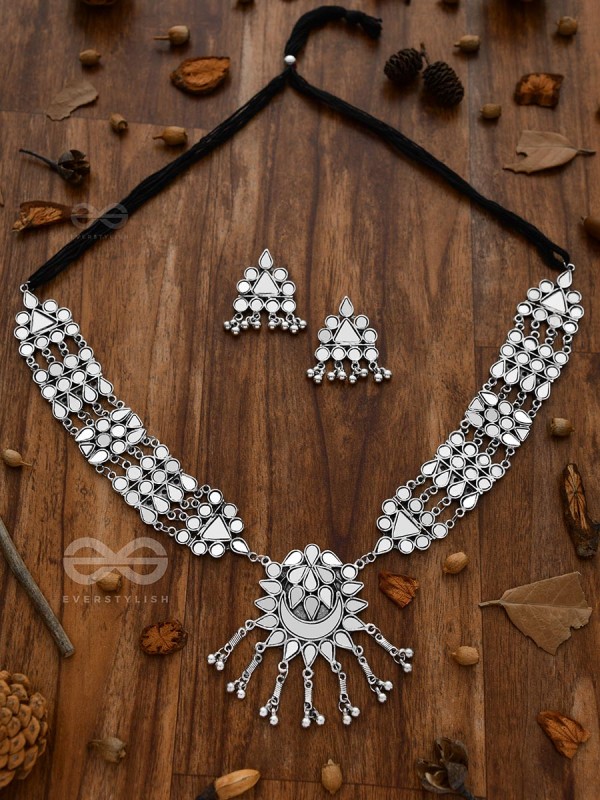 Simply a Class Apart - Gorgeous Statement Mirror Neckpiece And Earrings Set