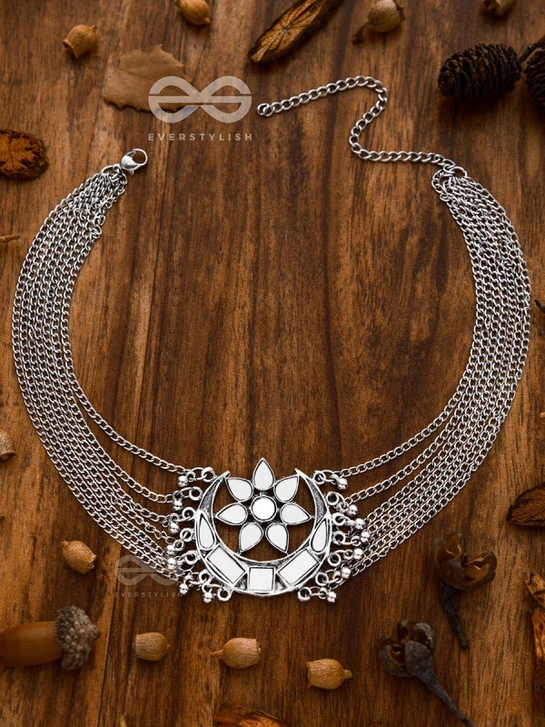 The Shimmery Eclipse - Set of Mirror Earrings and Neckpiece