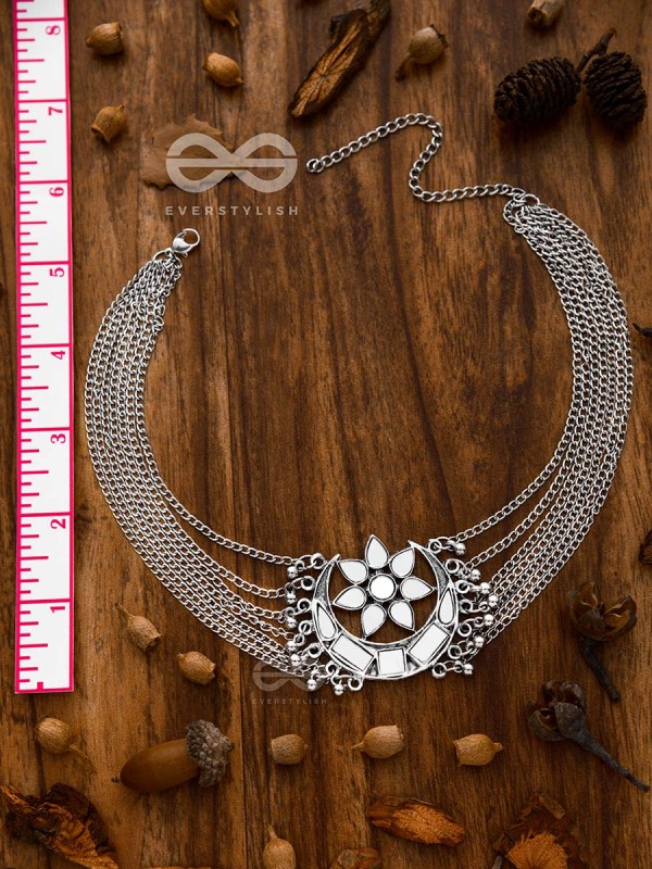 The Shimmery Eclipse - Set of Mirror Earrings and Neckpiece