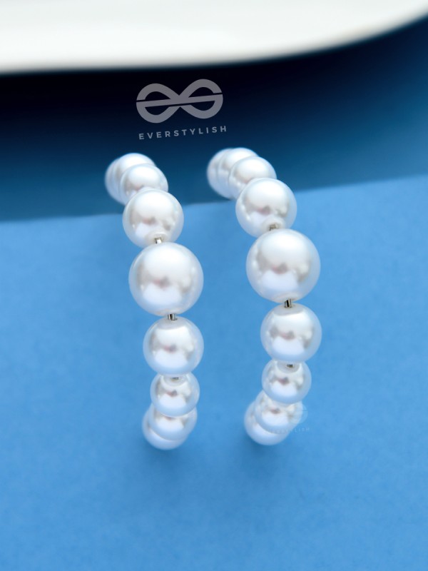 The Pearls of Goodness- Statement Half Hoops 