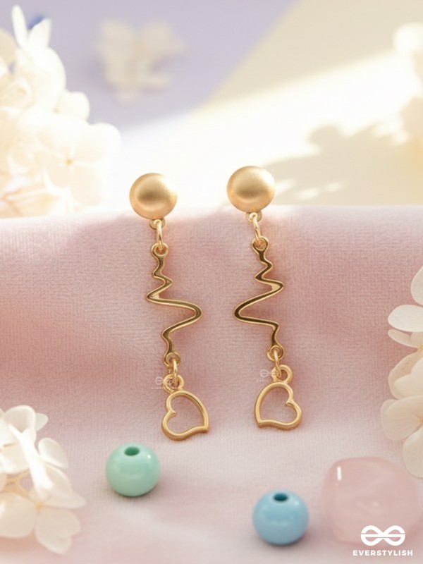 The Beating Hearts - Golden Statement Dangler Earrings