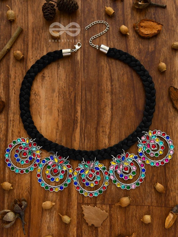 The Coloursplashed Enigma - Set of Statement Neckpiece and Earrings
