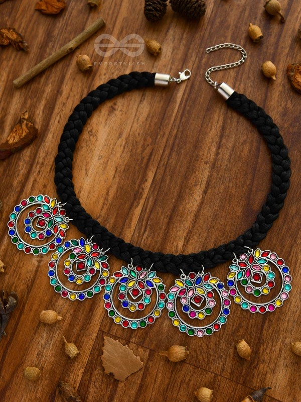 The Coloursplashed Enigma - Set of Statement Neckpiece and Earrings