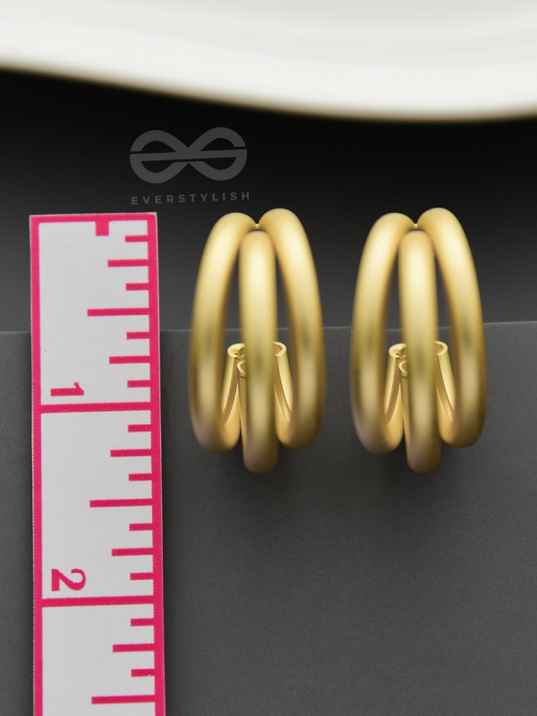 The Elegant Turns - Matte Finished Golden Hoops