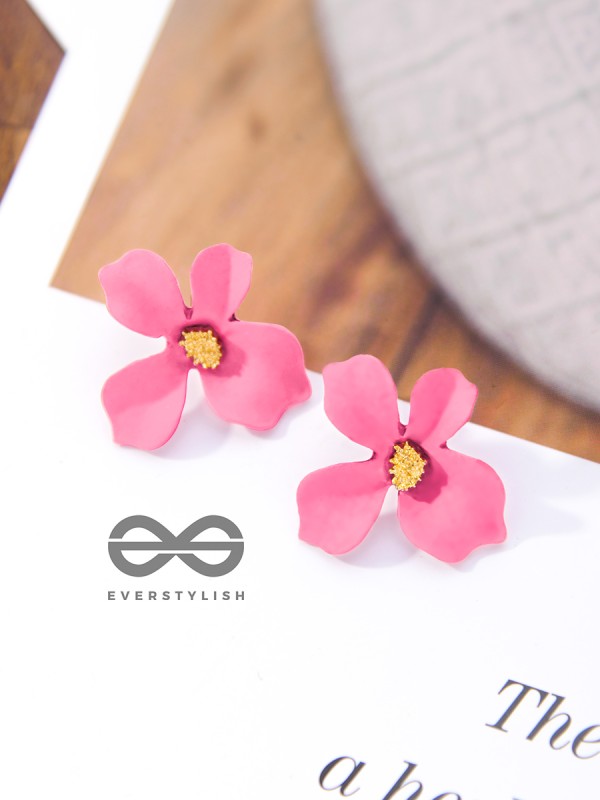 The Floral Finesse - Gorgeous Statement Studs (Pink)