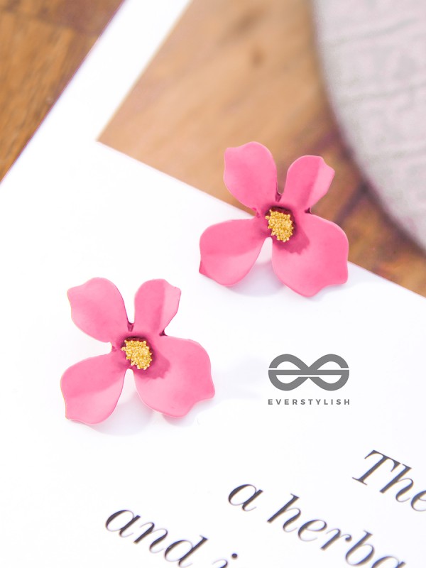 The Floral Finesse - Gorgeous Statement Studs (Pink)