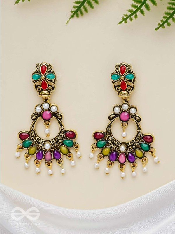 The Embellished Glamour - Golden Statement Earrings