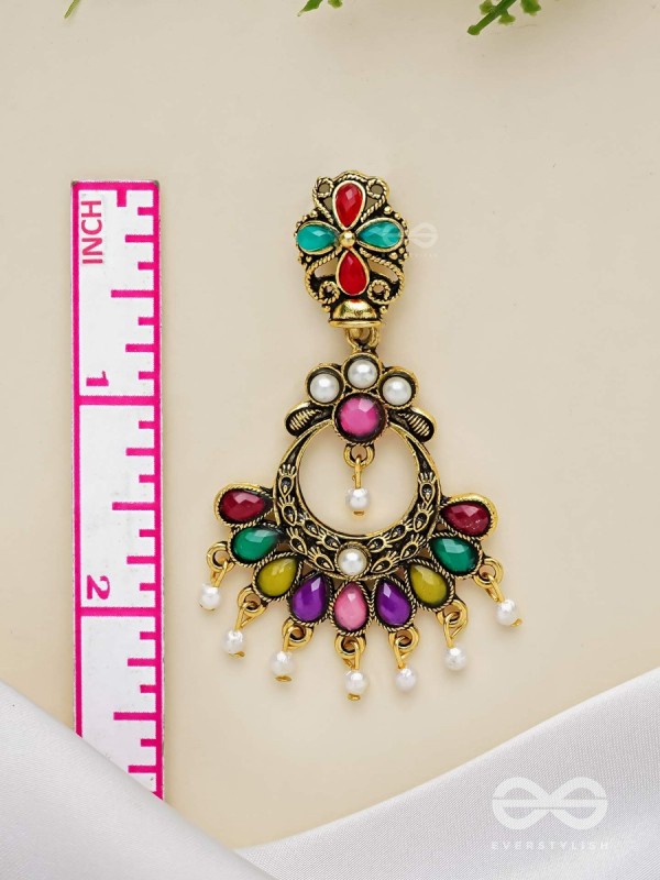 The Embellished Glamour - Golden Statement Earrings