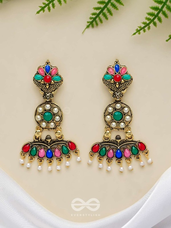 The Embellished Ecstasy - Golden Statement Earrings